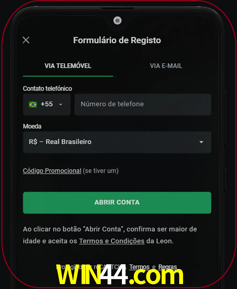 Abra o aplicativo e inicie o processo de registro.